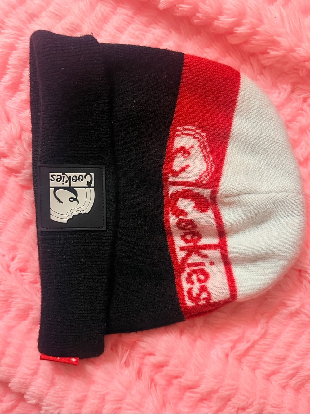 Cookies Colorblock Knit Beanie - Black, Red & White